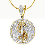 پلاک گردنبند طلا مردانه طرح دلار $ و جواهر الماس تراش برلیان خاص و لاکچری مدل: npdm1095 