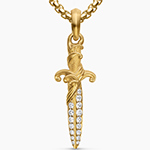 آویز و پلاک گردنبند طلا مردانه طرح شمشمیر جواهر الماس تراش برلیان بسیار خاص مدل: npdm1097 