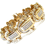 دستبند مردانه جواهر طلا زرد 18 عیار با نگین الماس تراش برلیان و پرنس مدل: bdm1060