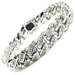 دستبند کارتیر مردانه طلا سفید جواهر با نگین الماس تراش برلیان سفید مدل: bdm1063