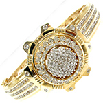 دستبند طلا زرد مردانه جواهر با نگین الماس تراش برلیان طرح ساعت مدل: bdm1070