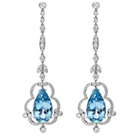 گوشواره طلا سفید زنانه و جواهر با نگین توپاز و الماس تراش برلیان مدل: edf1354