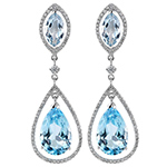 گوشواره طلا و جواهر با نگین توپاز و الماس تراش برلیان مدل: edf1399