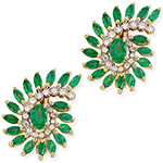  گوشواره طلا و جواهر زنانه زمرد و الماس تراش برلیان مدل: edf1522