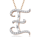 آویز و پلاک حرف طلا E انگلیسی جواهر نگین الماس تراش باگت و برلیان مدل: idn1125