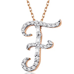 آویز و پلاک حرف طلا F انگلیسی جواهر نگین الماس تراش باگت و برلیان مدل: idn1126