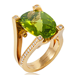 مدل انگشتر طلا زنانه جدید زبرجد و الماس تراش برلیان لوکس و لاکچری مدل: rgf1886