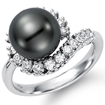 انگشتر مروارید طلا سفید زنانه جدید 18 عیار و جواهر برلیان زیبا و مینیمال مدل: rgf1888