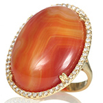 انگشتر طلا عقیق زنانه جدید بزرگ و مجلسی لوکس نگین جواهر الماس تراش برلیان مدل: rgf1890