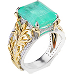 انگشتر طلا زنانه جدید جواهر زمرد کلمبیا و برلیان طراحی سلطنتی برای خاص‌پسندان مدل rgf1892