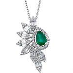 مدل پلاک طلا جدید زنانه خاص و لاکچری جواهر زمرد و الماس تراش باگت و برلیان مدل: npdf13393