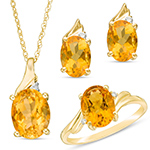 نیم ست طلا جدید زنانه سیترین و الماس تراش برلیان مدل: hsdf1537