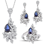  نیم ست طلا دخترانه سفید 18 عیار جواهر یاقوت کبود و برلیان مدل hsdf1566 