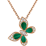 پلاک گردنبند و آویز پروانه طلا زنانه جدید با نگین مالاکیت و برلیان طرح پروانه مدل: npdf13395