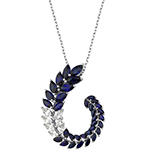 پلاک و آویز گردنبند طلا زنانه جدید یاقوت کبود و الماس تراش مارکیز خاص و جذاب مدل: npdf13396