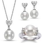 نیم ست قلب طلا جدید دخترانه مروارید سفید و الماس تراش برلیان طرح مینیمال مدل: hsdf1600