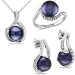 نیم ست مروارید و الماس تراش برلیان با طلای سفید مدل: hsdf1519 