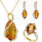 خرید نیم ست طلا جدید دخترانه جواهر سیترین و برلیان مدل: hsdf1572