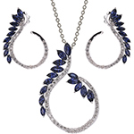 خرید نیم ست طلا جدید یاقوت آبی و برلیان طرح خوشه مدل: hsdf1573 