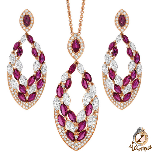 عکس نیم ست طلا یاقوت سرخ جدید زنانه و دخترانه به همراه قیمت و نحوه خرید - سایت زر