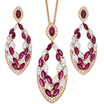 خرید نیم ست طلا جدید یاقوت سرخ و برلیان طرح کلاسیک مدل: hsdf1574 