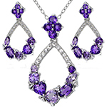 نیم ست طلا زنانه جدید آویز و گوشواره آمیتیست و الماس تراش برلیان مدل: hsdf1576