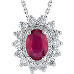  آویز و پلاک گردنبد طلا سفید 18 عیار طرح جدید زنانه و دخترانه یاقوت قرمز و الماس تراش برلیان مدل: npdf13398 