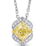 پلاک و آویز گردنبند طلا جدید زنانه 18 عیار جواهر سیترین و الماس تراش برلیان ترند سال مدل npdf13401