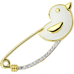 سنجاق سینه طلای نوزاد با نگین برلیان و میناکاری شده طرح جوجو مدل: pgb2200