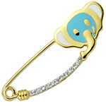 سنجاق سینه طلای نوزاد با نگین برلیان و میناکاری شده طرح فیل مدل: pgb2203