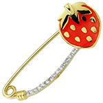 سنجاق سینه طلای نوزاد با نگین برلیان و میناکاری شده طرح توت فرنگی مدل: pgb2204