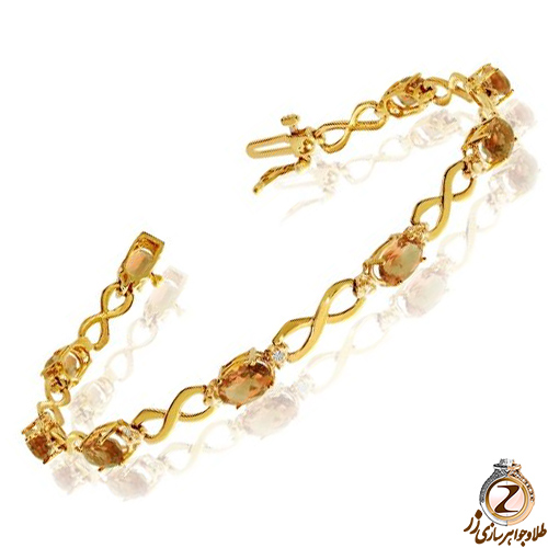 دستبند طلا زنانه جواهر سیترین و برلیان - سایت زر