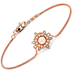 دستبند طلا زنانه مروارید و برلیان طلا رزگلد طرح گل مدل: bdf1299