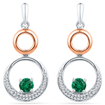 گوشواره پشت میخی طلا و جواهر با نگین زمرد و الماس تراش برلیان مدل: edf1393