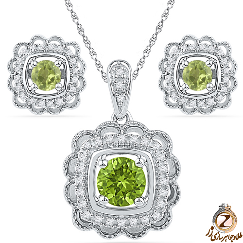 مدل نیم ست طلا زبرجد و برلیان زنانه - خرید و قیمت در سایت زر