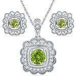 نیم ست طلا سفید با نگین زبرجد و الماس تراش برلیان مدل: hsdf1460