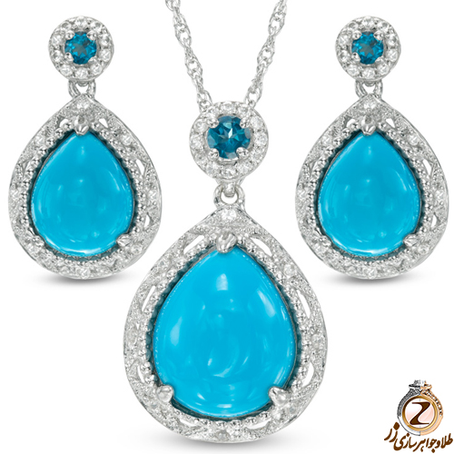 سفارش مدل نیم ست فیروزه طلا سفید زنانه همراه با لینک خرید و قیمت آنلاین در سایت زر