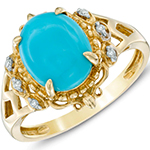 انگشتر فیروزه طلای زرد زنانه با نگین الماس تراش برلیان :مدل rgf1693 