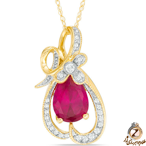 خرید آویز یاقوت سرخ گل طلای زرد و برلیان - قیمت این مدل در سایت زر