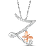 پلاک طلا حرف [Z] 18 عیار زنانه و دخترانه طرح پروانه با نگین برلیان - حروف انگلیسی مدل: idn1143