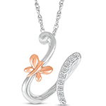 پلاک طلا حرف [U] 18 عیار زنانه و دخترانه طرح پروانه با نگین برلیان - حروف انگلیسی مدل: idn1148