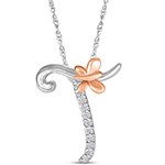 پلاک طلا حرف [T] 18 عیار زنانه و دخترانه طرح پروانه با نگین برلیان - حروف انگلیسی مدل: idn1149