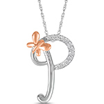 پلاک طلا حرف [P] 18 عیار زنانه و دخترانه طرح پروانه با نگین برلیان - حروف انگلیسی مدل: idn1153