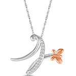 پلاک طلا حرف [N] 18 عیار زنانه و دخترانه طرح پروانه با نگین برلیان - حروف انگلیسی مدل: idn1155