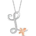 پلاک طلا حرف [L] 18 عیار زنانه و دخترانه طرح پروانه با نگین برلیان - حروف انگلیسی مدل: idn1157