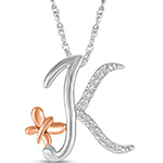 پلاک طلا حرف [K] 18 عیار زنانه و دخترانه طرح پروانه با نگین برلیان - حروف انگلیسی مدل: idn1158