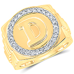 انگشتر رولکسی طلا زرد مردانه 18 عیار حرف D تمام جواهر نگین برلیان طرح حرف طلا مدل: rgm17196