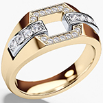 انگشتر طلا زرد مردانه 18 عیار جدید نگین جواهر الماس تراش برلیان با طراحی مدرن مدل: rgm17199 