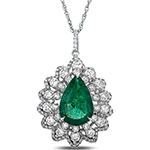 پلاک و آویز زمرد زنانه طلا سفید 18 عیار و جواهر الماس تراش برلیان بسیار خاص مدل: npdf13406