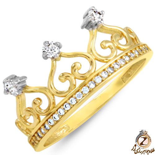 خرید حلقه نامزدی طرح تاج و قلب جواهر با نگین الماس تراش برلیان مدل : eng2236